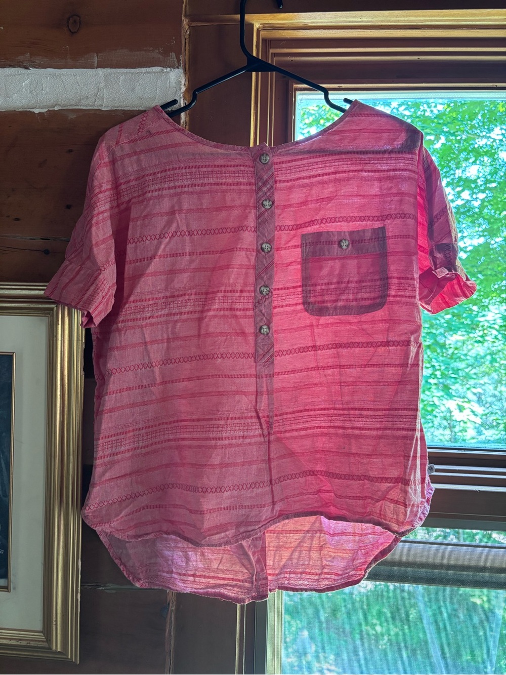 Mountain Hardwear Pink Short-Sleeve Button-Front Casual Shirt